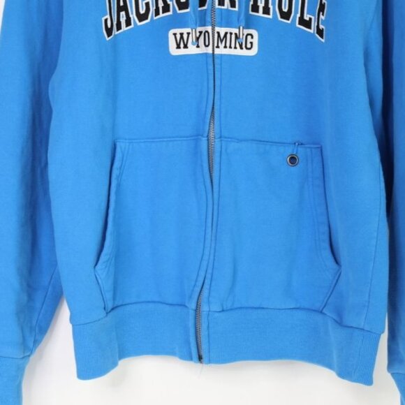 Jackson Hole Wyoming Sweatshirt Women's Medium Blue Hoodie Full Zip - Picture 3 of 6